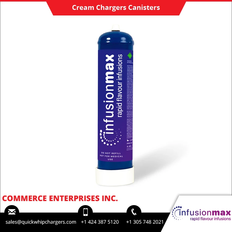  US Origin Wholesaler of InfusionMax N2O Filled Cream Charger Canister with Pressure