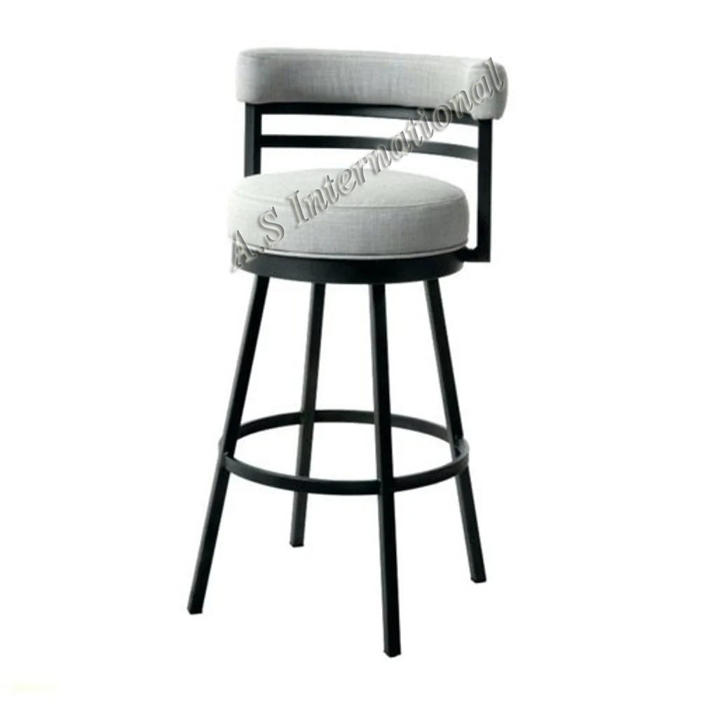 Nordic Modern Luxury Set of 2 Tall Cheap Counter Furniture Gold Metal Velvet Grey Kitchen High Stool Bar Chairs For Bar Table