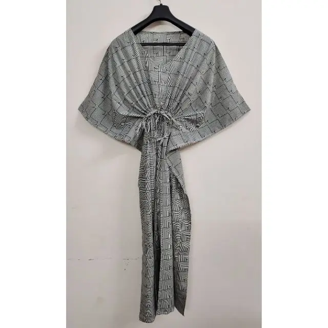  Женская одежда из индийского хлопка с цветочным принтом летнее платье макси длинный кафтан Этническая для сна ручной работы