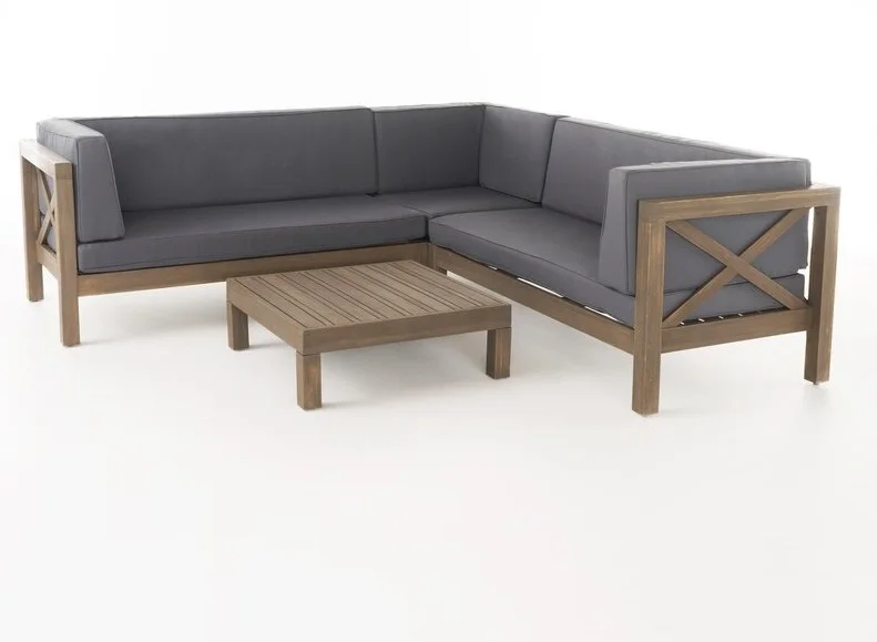 Corner Sofa Set  Patio Furniture Sets   Outdoor Sofa Set  Seating Group with Cushions  Garden Poolside L Shape Furniture