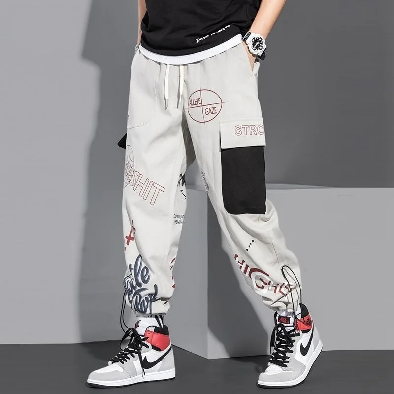 OEM Streetwear Track Pants Printed Logo Fitted Skinny Cotton Yoga Trouser Running Sports Wear Gym Joggers Custom Mens Sweatpants