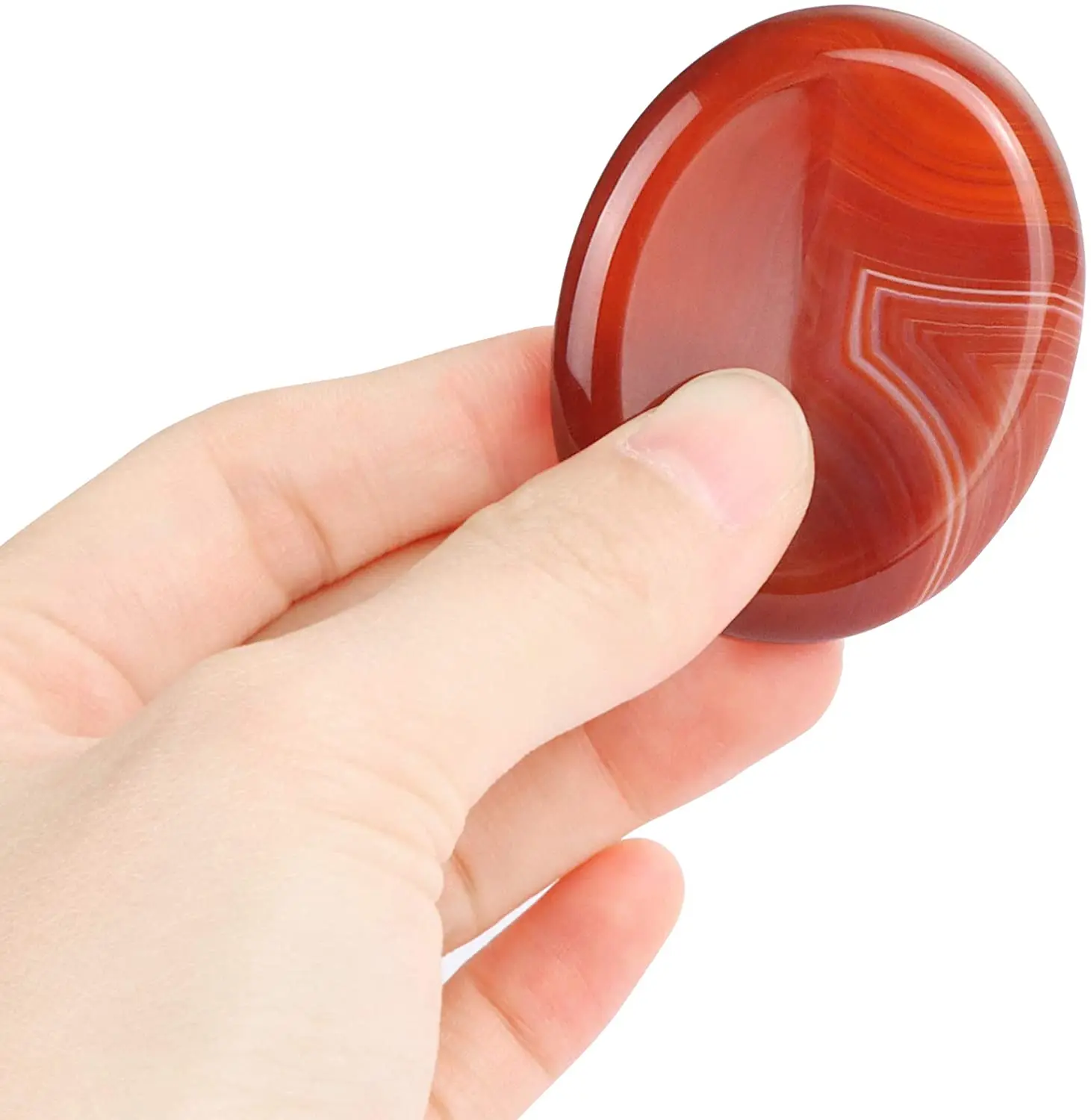 2inch Worry Stone, 1pcs Thumb Banded Carnelian Agate Worry Stone Palm