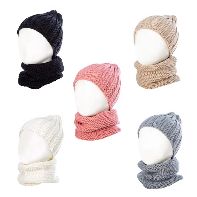 So Soft Beanies Hats and Infinities Scarf Set Baby and Kids Knitted Solid Color