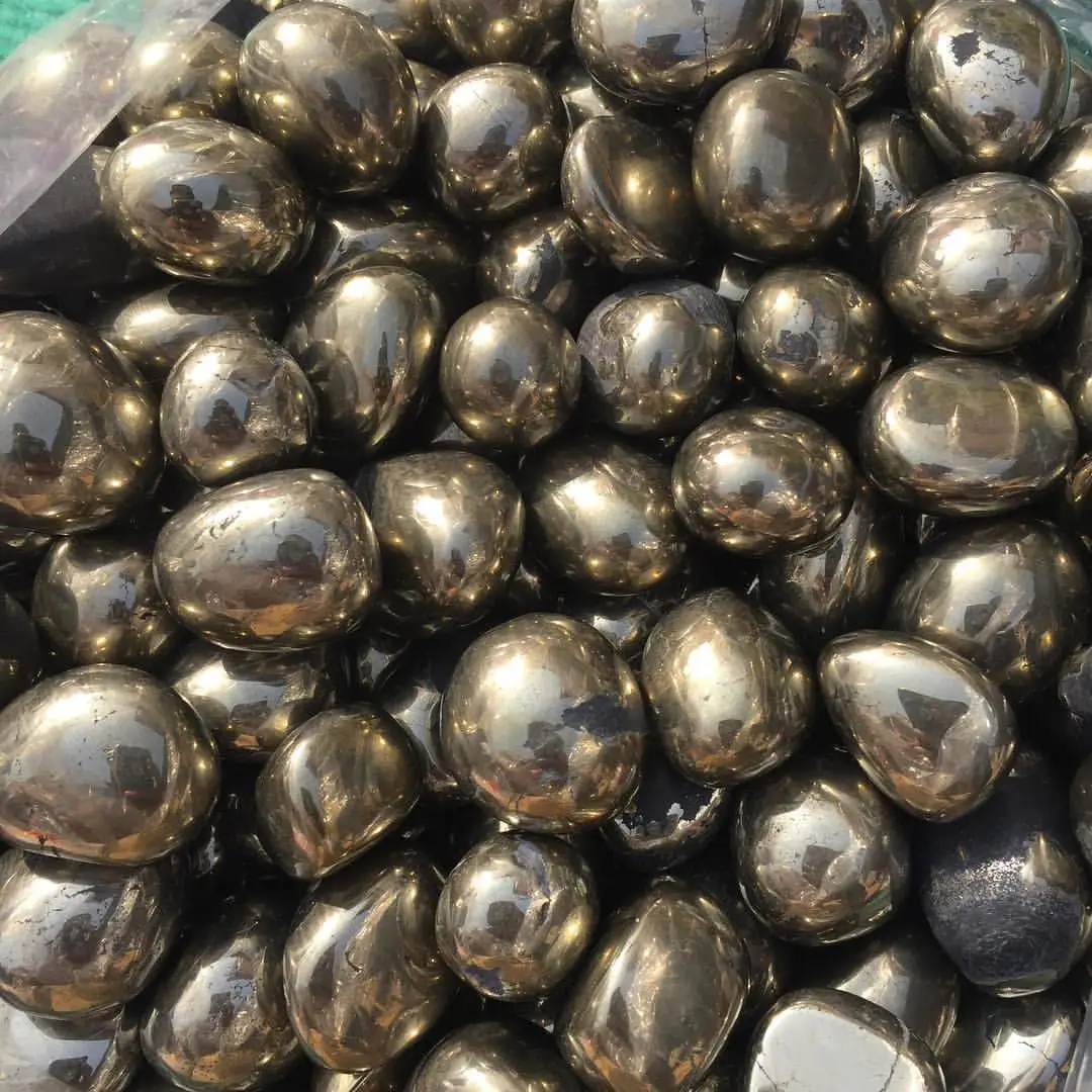 best selling crystal Wholesale natural pyrite tumbled stone for reiki healing mixed crystal tumbled stone for meditation