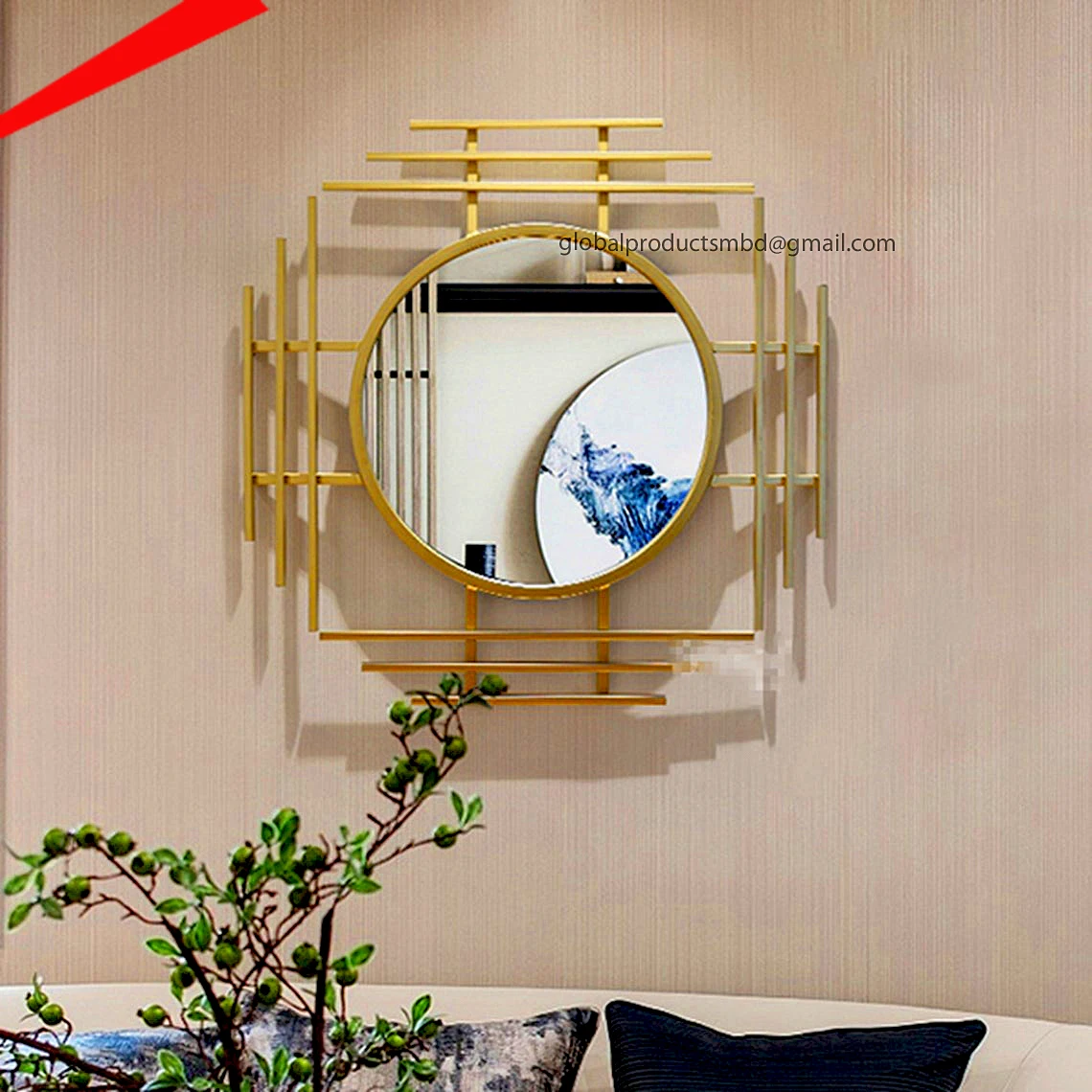 Modern Wall Mirror decor Metal Decorative Wall Art Hanging Circle Mirror for The Living Room Bathroom Bedroom and Entryway