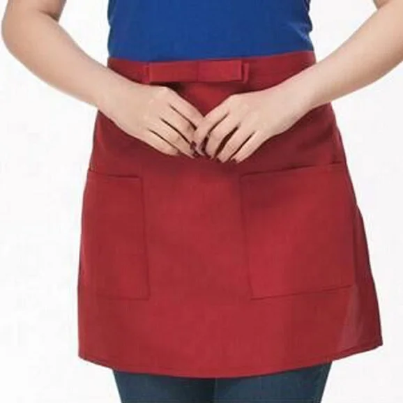 100% Cotton White Bistro Apron   Waist Apron   Promotional Bar Aprons