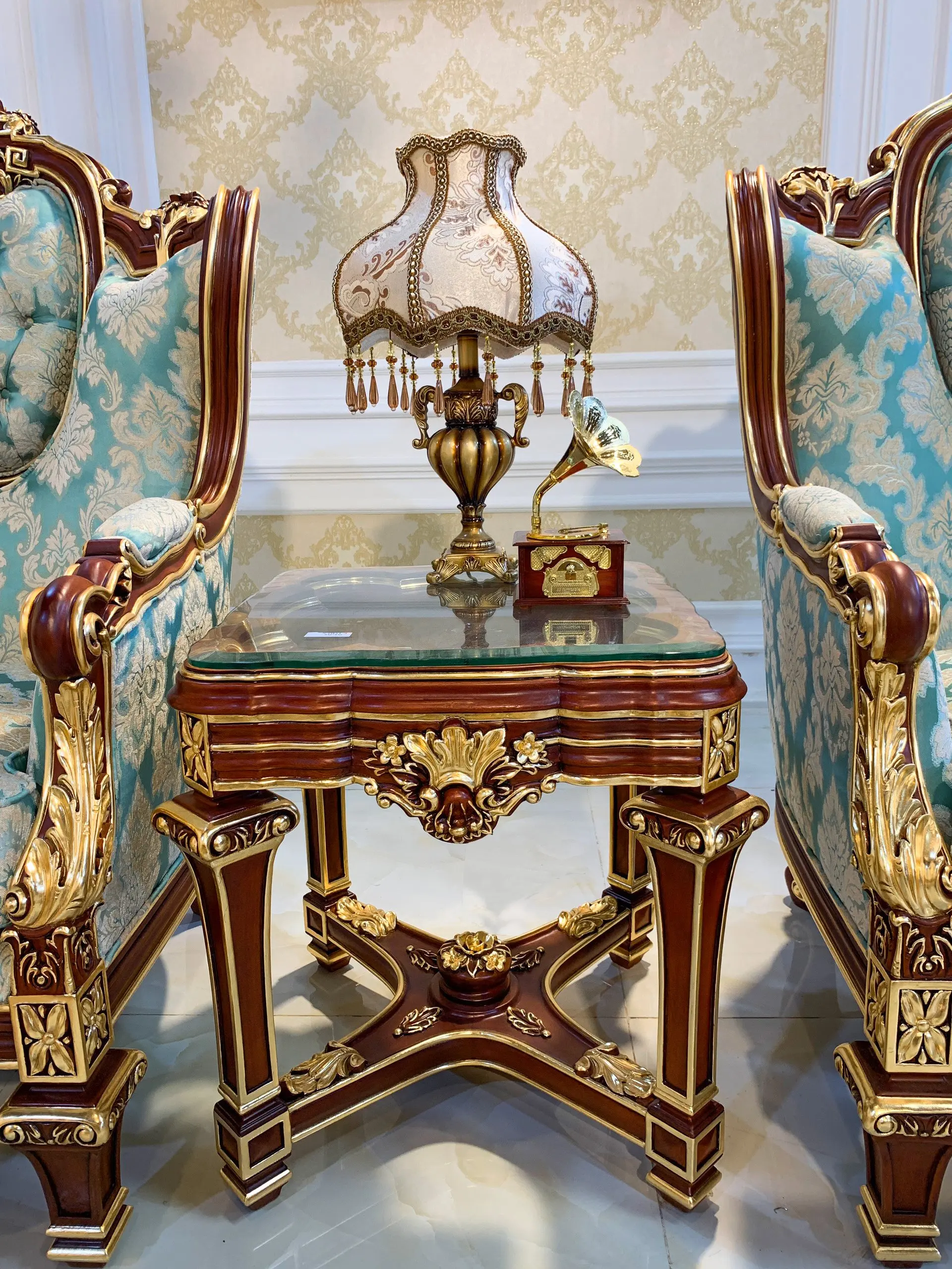 Customized Luxury Furniture Living Room Fabric Sofa,Classic Italy Carving Wooden Sofa