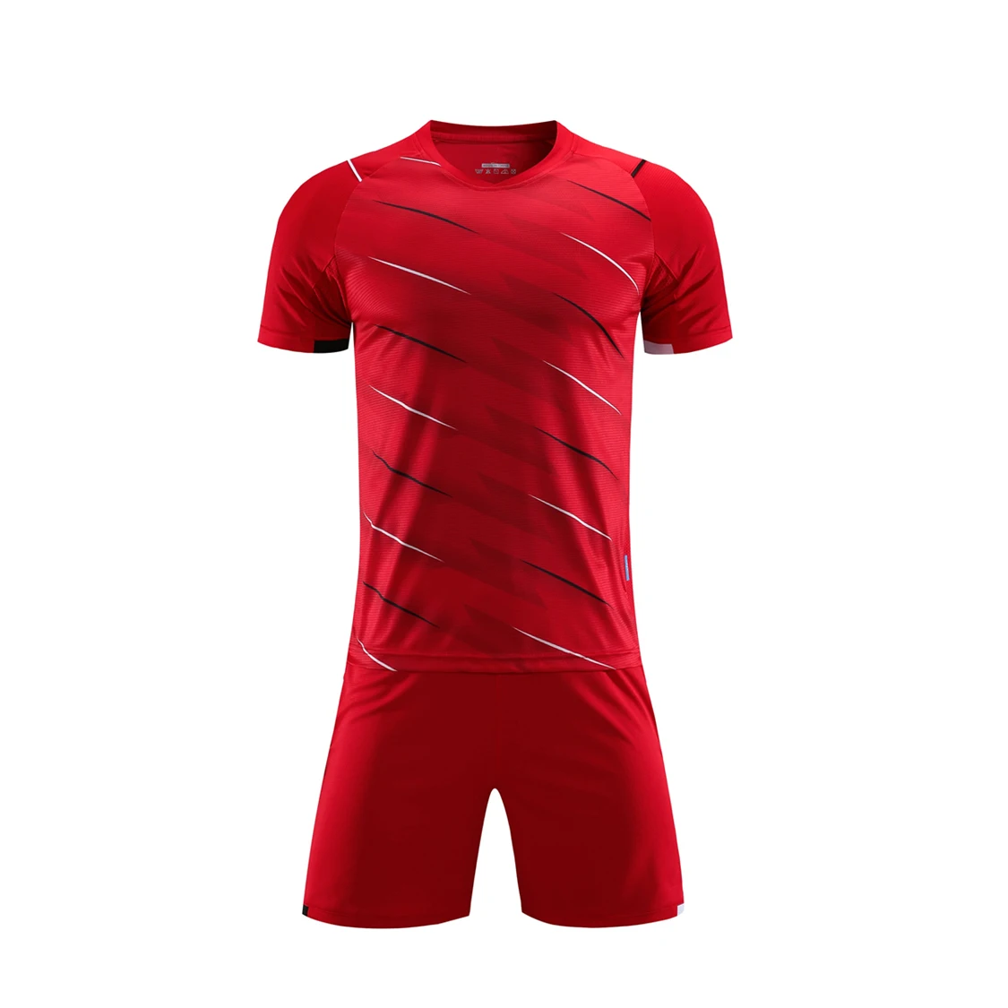 High Quality Red Breathable Lightweight Unisex Soccer Uniform Sublimation Custom Logo Football Jersey and Short