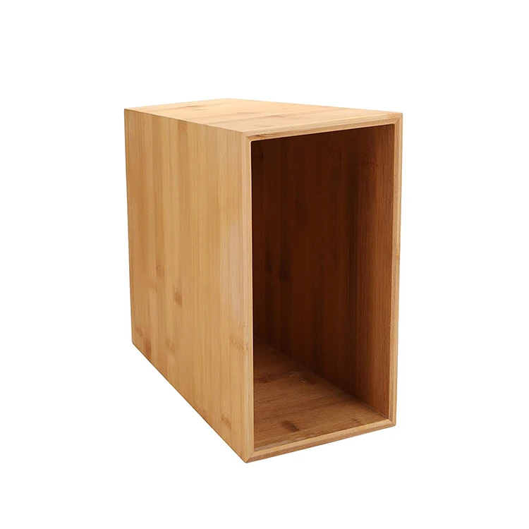 Customized Office Household Bamboo Rectangular Waste Basket Sanitary Trash Can