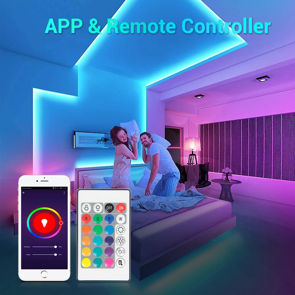 Набор смарт-светодиодных лент Magic App 150 светодиодов 5050 Rgb Светодиодная лента Wi-Fi контроллер работающий с