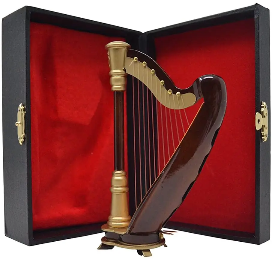 Мини арфа 14 см Hand-made деревянная музыкальный инструмент Реплика домашний офисный стол украшение праздничный подарок