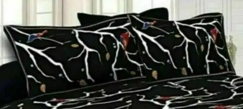 Pure Cotton Black Color Double Bed Sheet with 2 Pillow Covers low price beautiful floral printed
