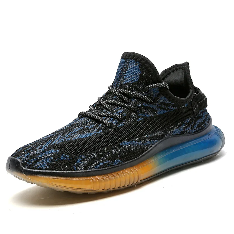 Popular classic fashion black men dad shoes Reflective running sports sneakers original yeezy ,blue yeezy forsports and leisure