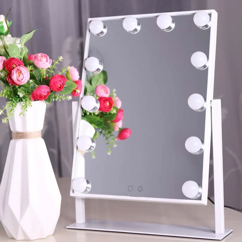 Fashion modern luxury style bathroom table top vanity mirror with led light makeup Mirror table mirror