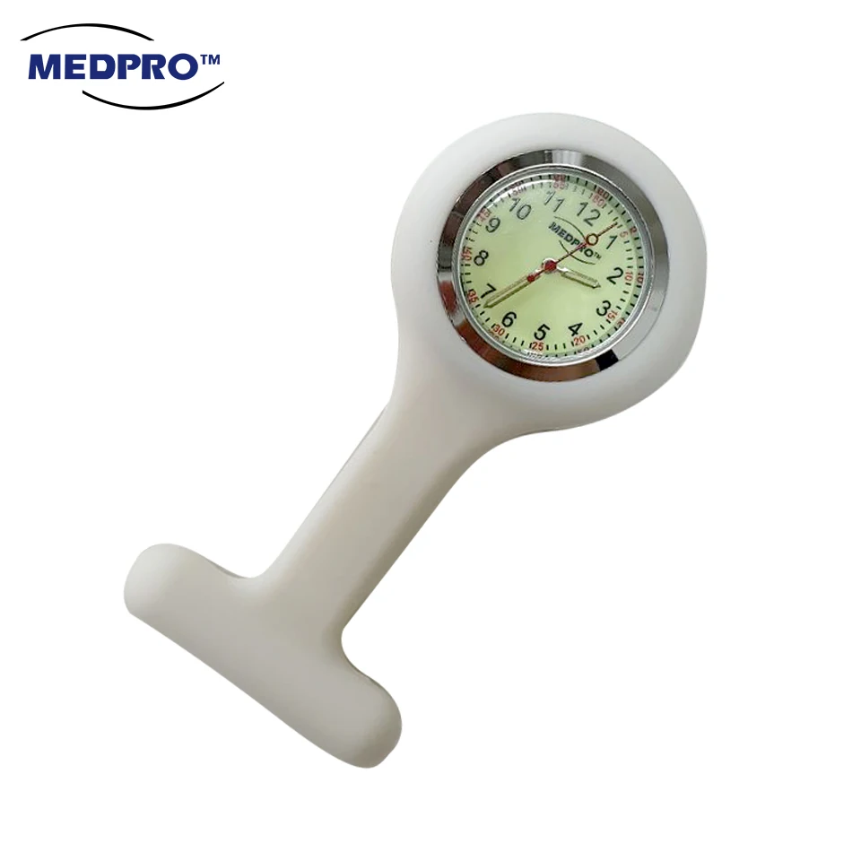 
Button Battery Quartz Movement Rubber Pure White Silicon Luminous Nurse Brooch Watch 