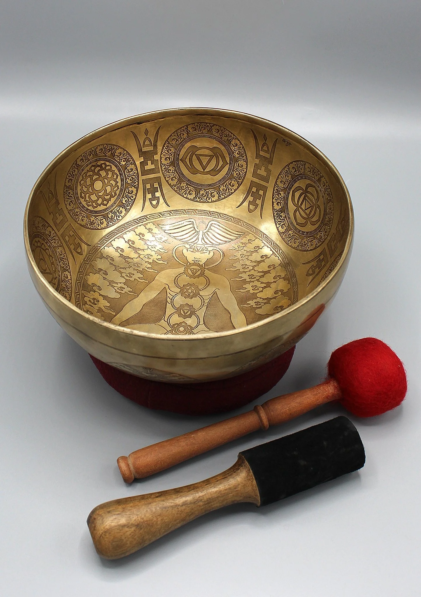 Seven Chakra Carved Meditation Singing Bowl For Music Healing And Spritual Prayer Instrumental Sound Singing Bowl