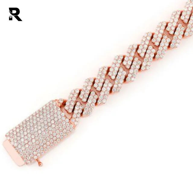 5 50 карат Круглый в форме ромба с поднятым Майами кубинский браслет из 14-каратного золота покрытием для женщин