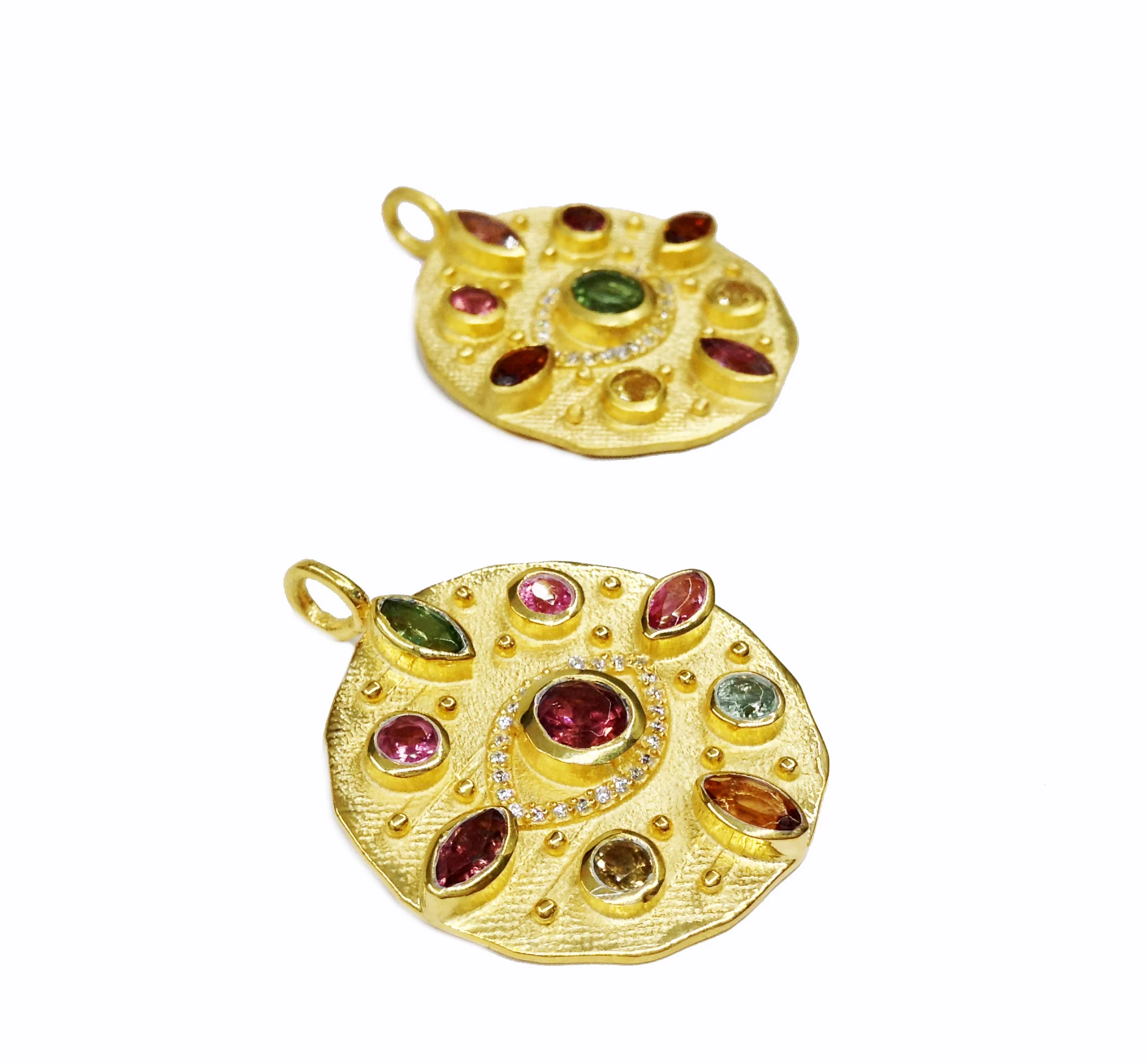 Abstract 925 Sterling Silver Gold Plated  Lightweight Low MOQ Supplier multi Gemstones Marquise Round Pendant Fashion Necklaces