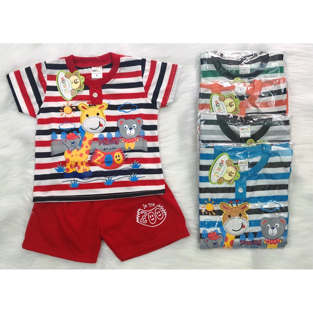 2021 children fall Vietnam asian striped cartoon wholesale baby suit boutique boy kids clothing set
