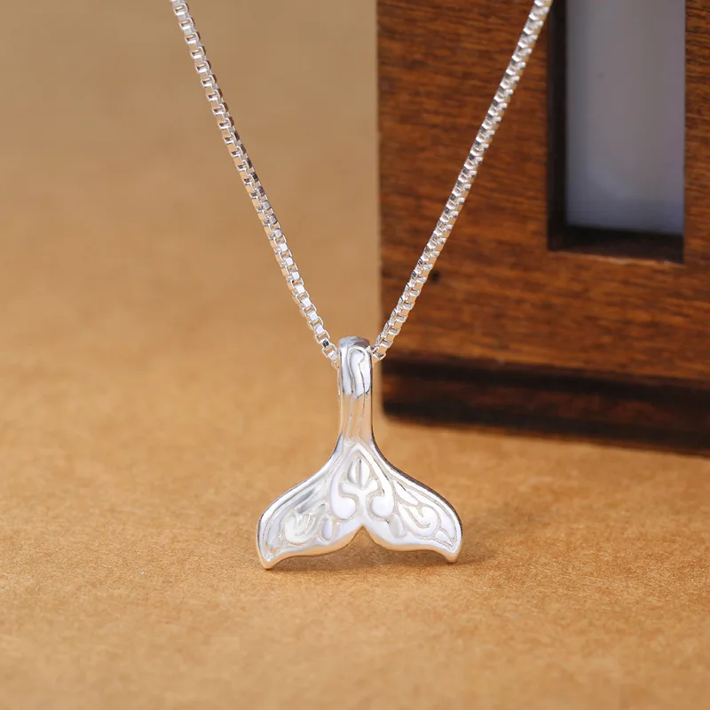 Fashion custom copper brass S925 silver plating mermaid tail pendant necklace seamaid pendant little mermaid necklace for girl
