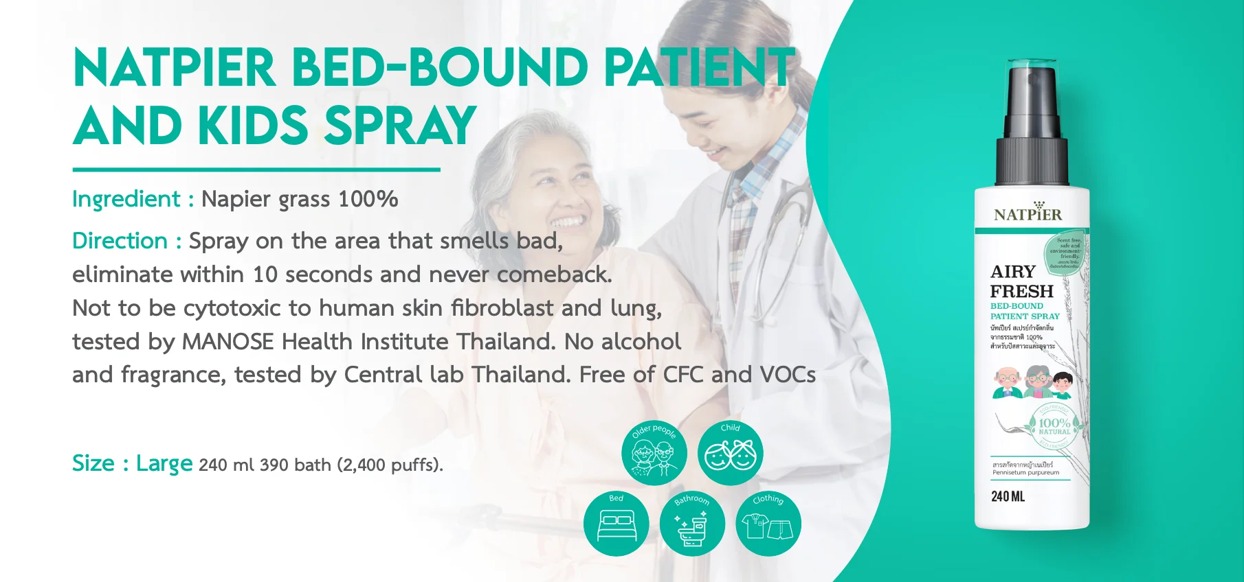 100% натуральный детский спрей NATPIER (продукт из Таиланда) экстракт травы King диспенсер освежителя воздуха