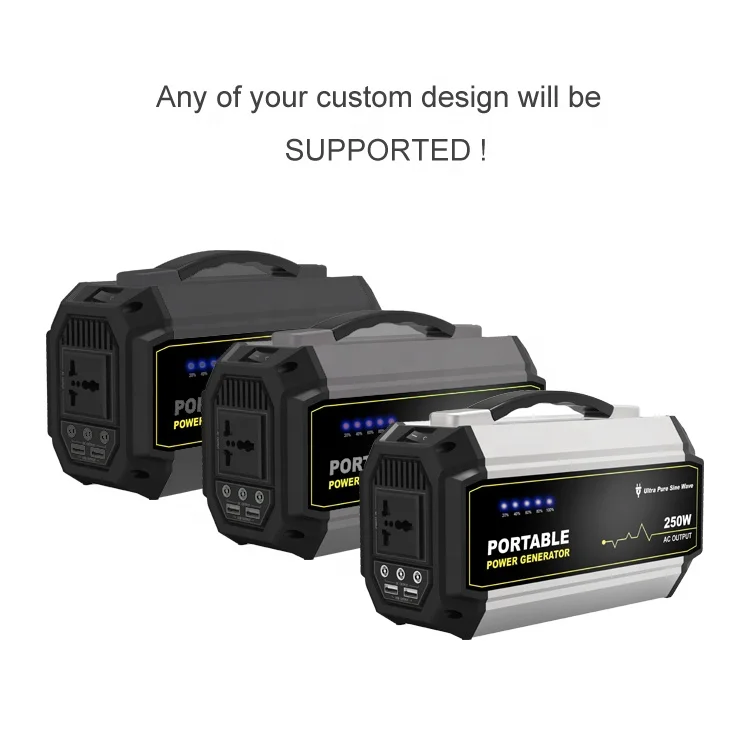 
Rechargeable Lithium Battery Backup Emergency Power Supply 250W Solar Energy Generator for Camping Fishing Travel 