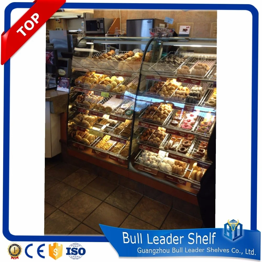 Good quality bakery equipment gondola wood bread display rack