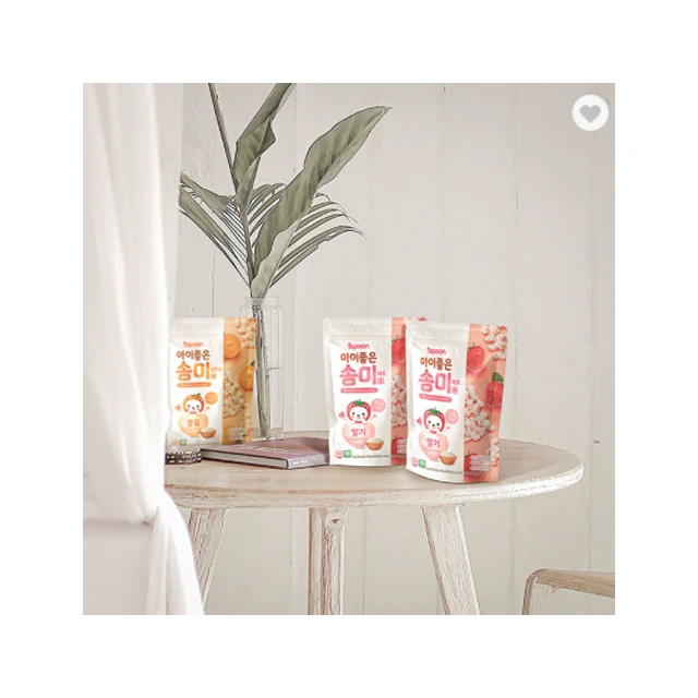 
 100% корейские органические ингредиенты, рисовые закуски для детей, Сумка с фруктовым вкусом, печенье с подставкой на молнии с круглыми краями  