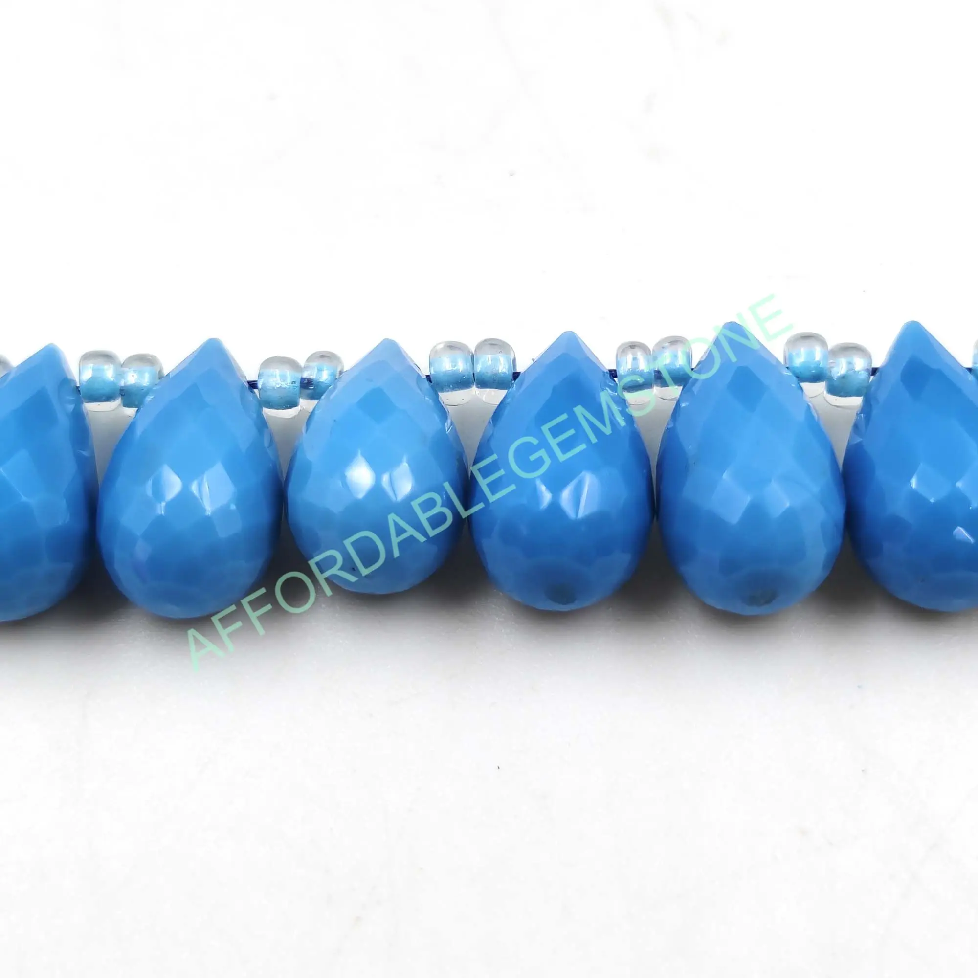 Turquoise gemstone synthetic gemstone faceted turquoise jewelry teardrop shape stone top drilled stone loose beads spinal beads