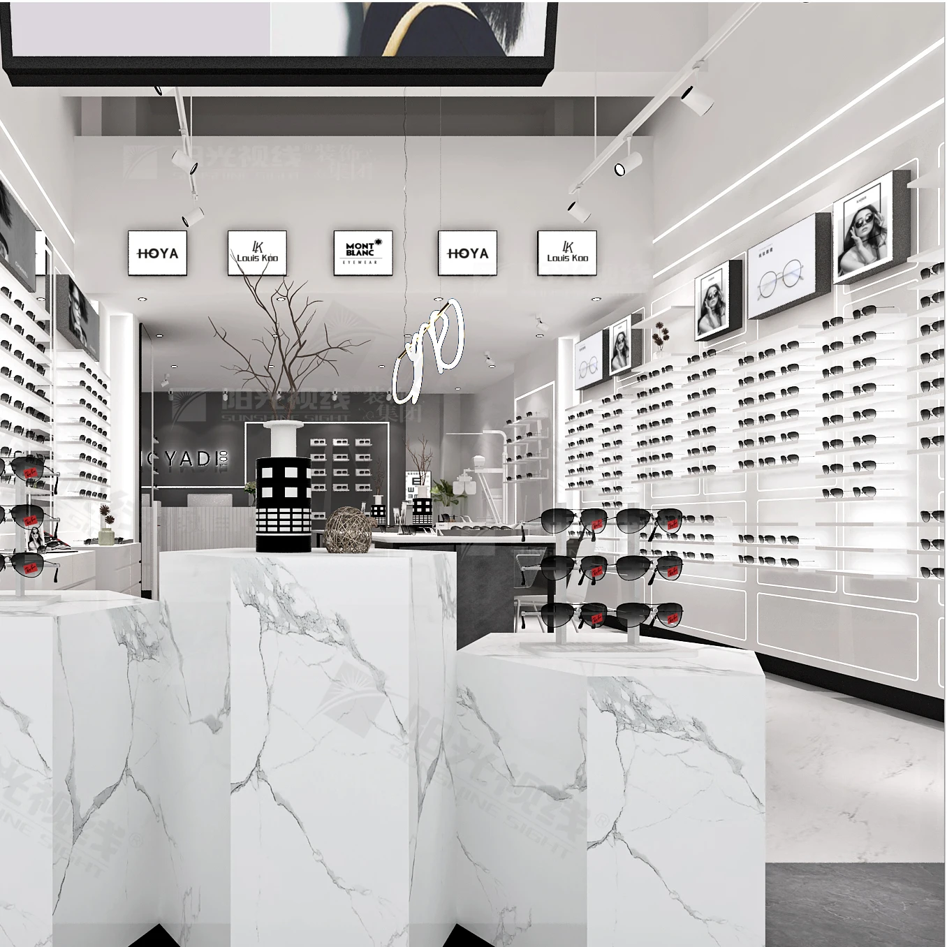 Optical Shop Modern Glasses Counter Eyeglass Sunglasses Display Cabinet Showcase