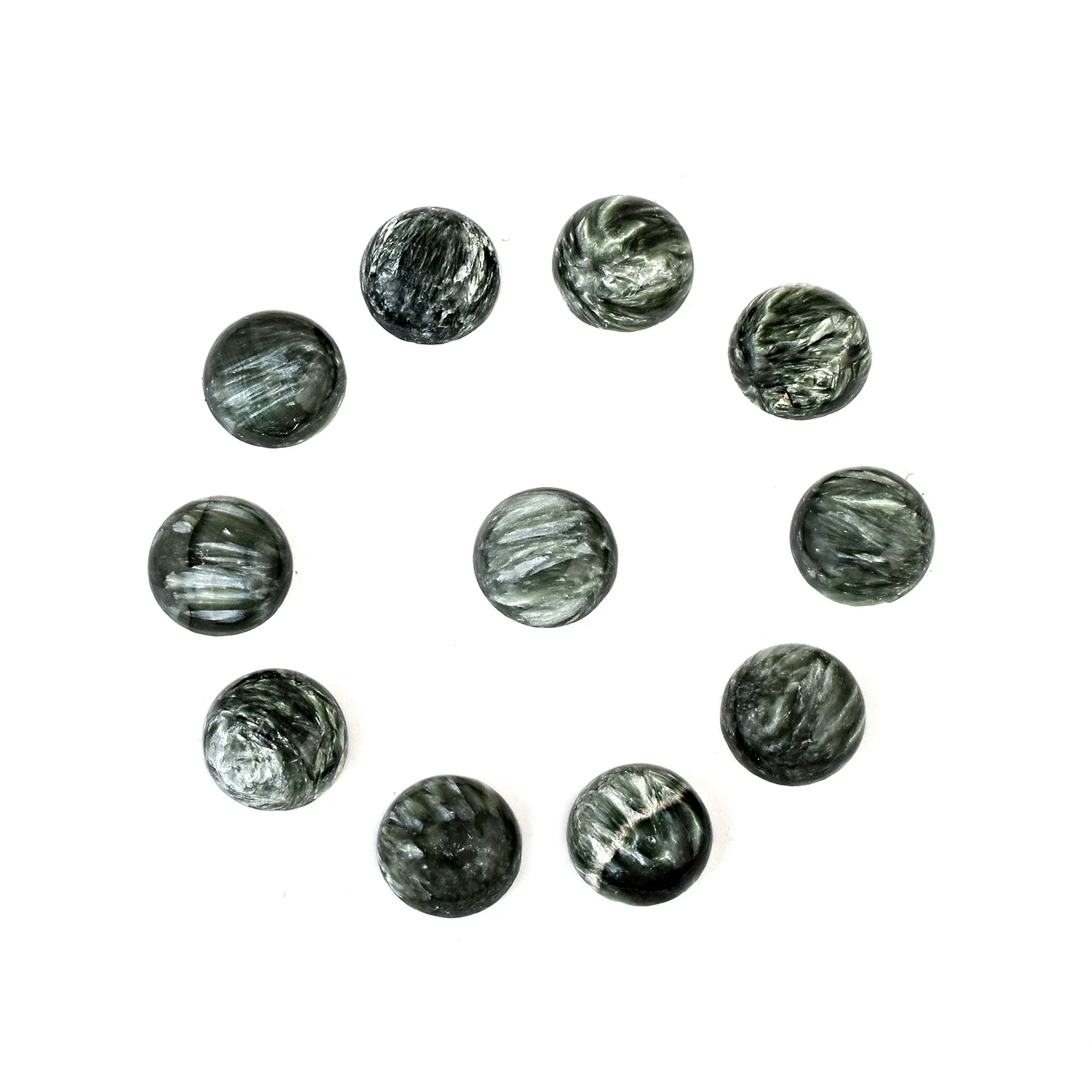 Indian High Quality 4 MM Round Shaped Natural Seraphinite Loose Cabochon Cutting Gemstone For Fine Jewelry Accessories Making