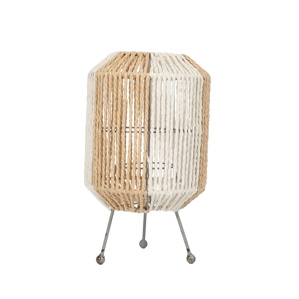 Natural candle paper rope lamp decoration Lantern stand holder paper rope lantern and iron wire paper rope lantern lamp