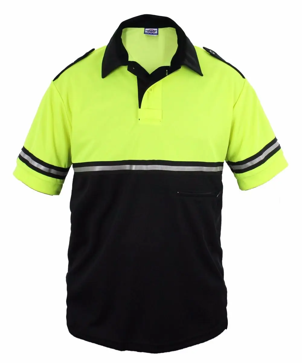 
Two Tone Security Bike Patrol Shirt with Reflective Stripes and Zipper Pocket 