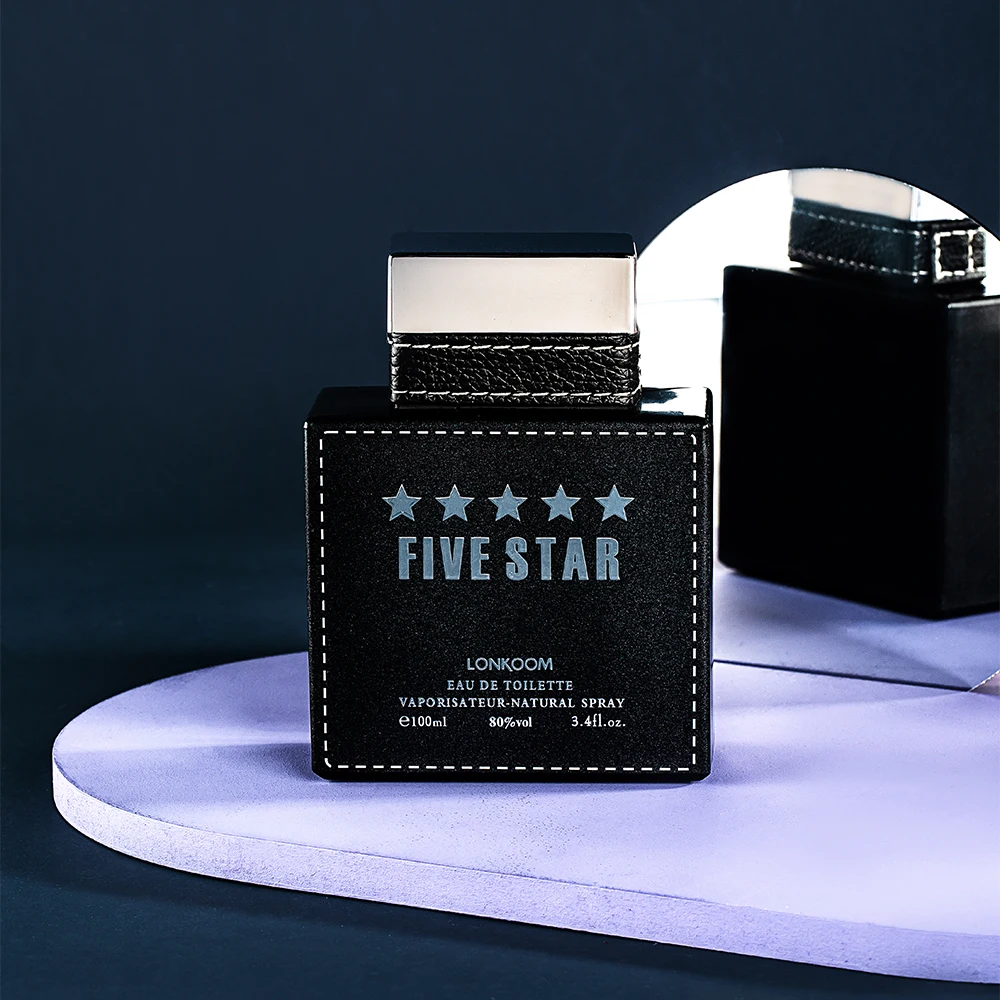 Factory Direct wholesale Black square Bottle imitation leather package 100ml EDT perfume for cool men