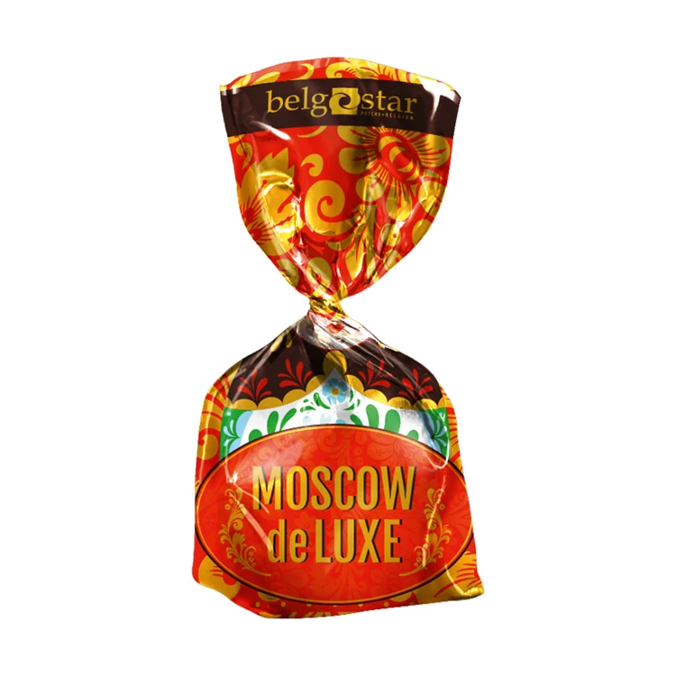 Конфеты с шоколадом отличного качества «BelgoStar Москва DeLuxe», кремовый наполнитель шоколада со вкусом ванильного крема, конфеты оптом