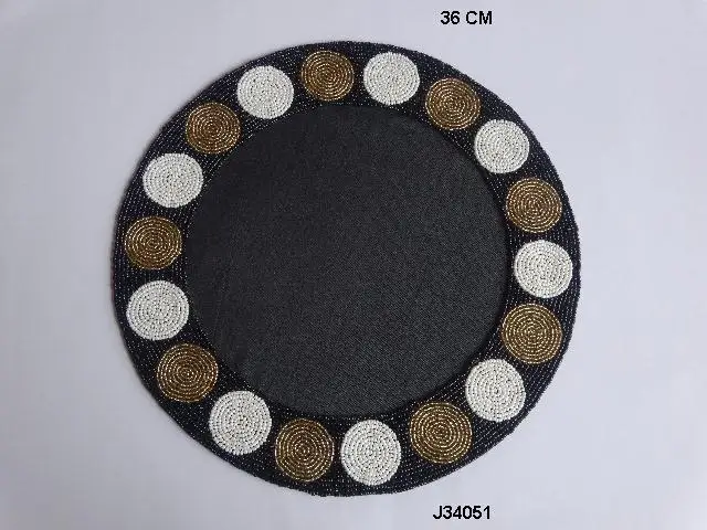 
Black Glass bead place mats and coasters with different colours and patterns 
