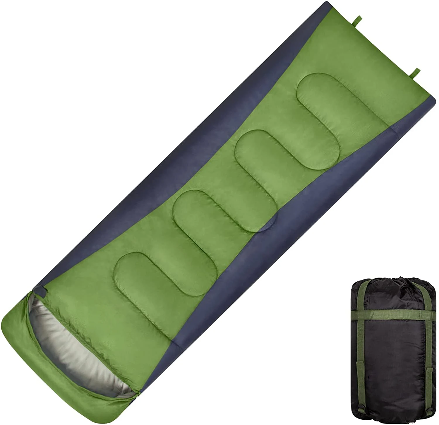 Adult Camping 4 Season Warm Waterproof Lightweight Square Green Compact Compression Sleeping Bag