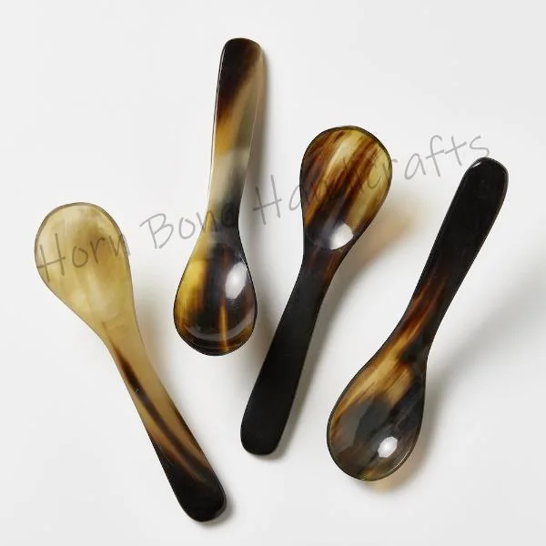 High Quality Buffalo Horn Spoon Natural Handmade Ox Horn Salad Server Cutlery Set Kitchenware And Restaurants Spoon Set