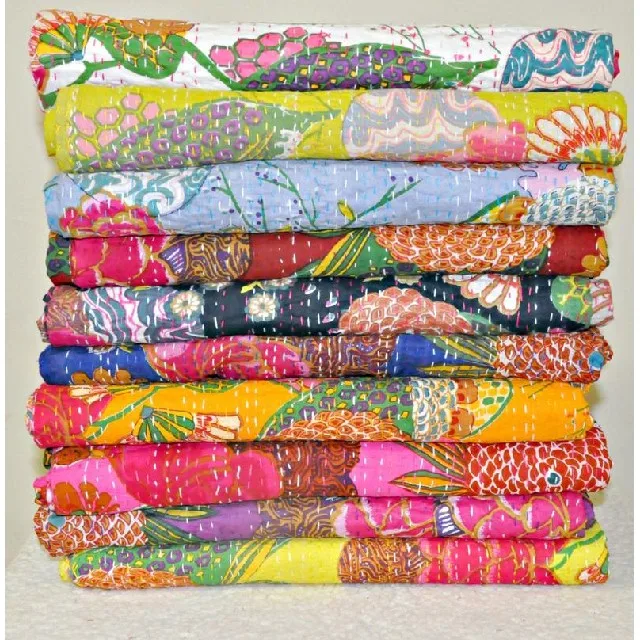 Оптовая продажа одеяла kantha рождественские подарки богемное Тропическое покрывало Kantha для дивана двухместное