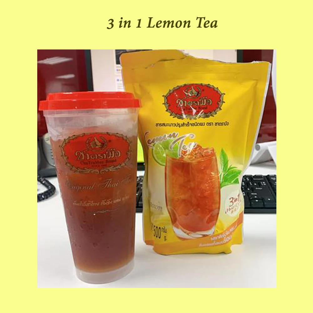 
Thai Instant Lemon Tea 3 in 1 Powder Mix Chatramue Number One Brands 500g 