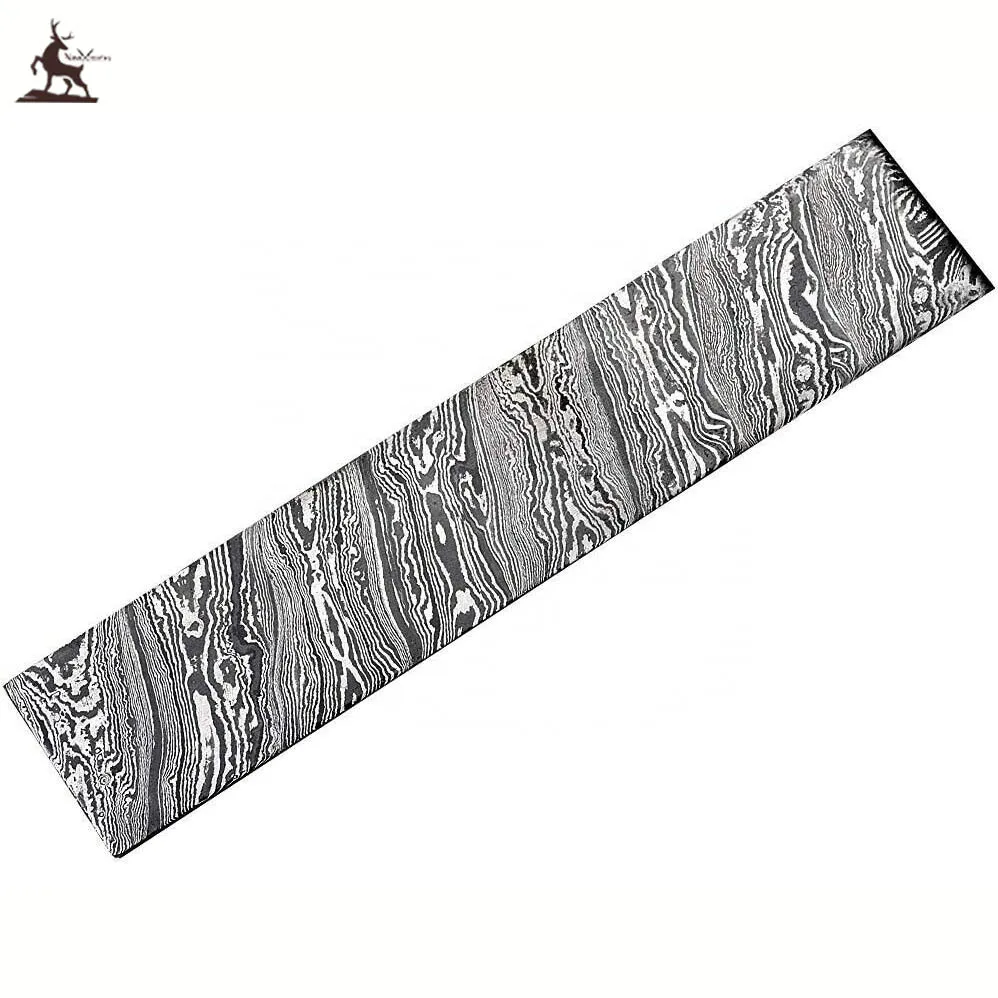 Заготовка из дамасской стали ручной работы с узором для изготовления ножей