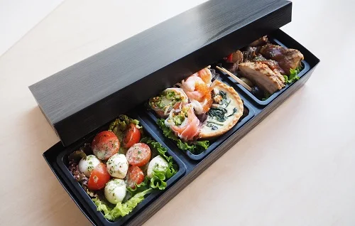 Rectangle Designer Bento Box Take Out Food Container Black Delivery to Go Sushi Restaurant Storage Boxes & Bins Paper 200 Pieces