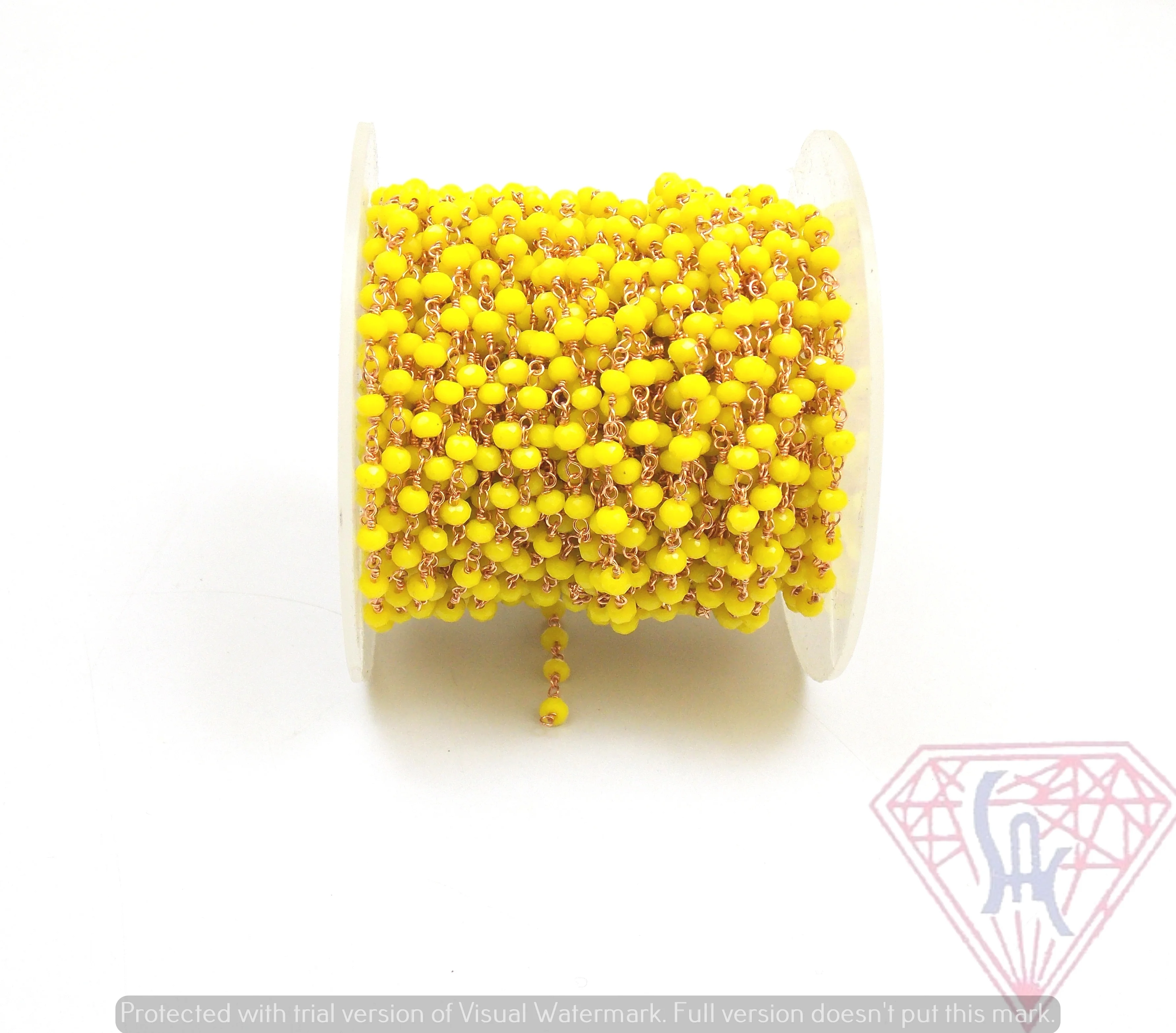 Yellow chalcedony wire wrapped silver plated bead rosary Gold Plated Cain Handmade CZ Coin Charm  Chain