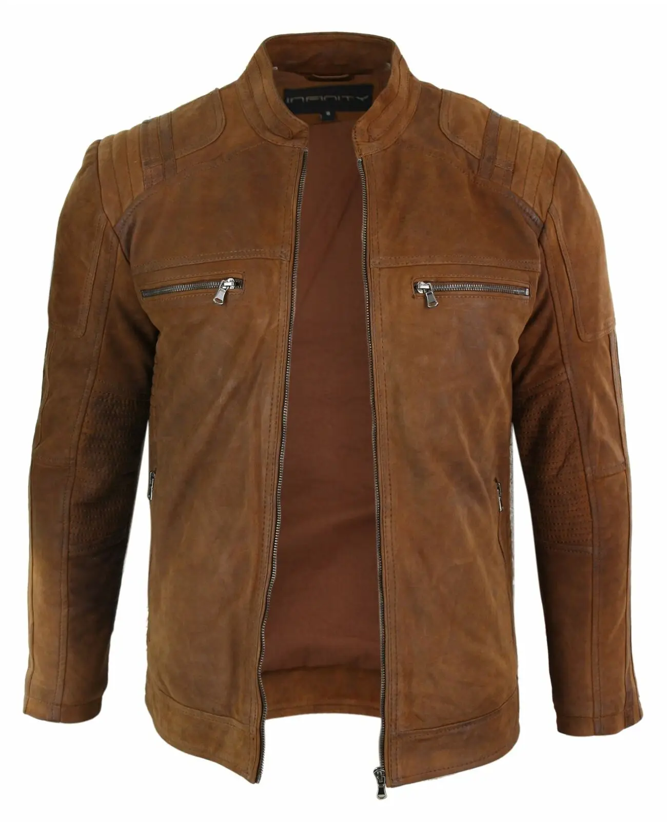 Top Quality Custom Suede Leather Jackets Motorcycle Brown Suede Bomber Jacket Mens Leather Motorcycle Jacket