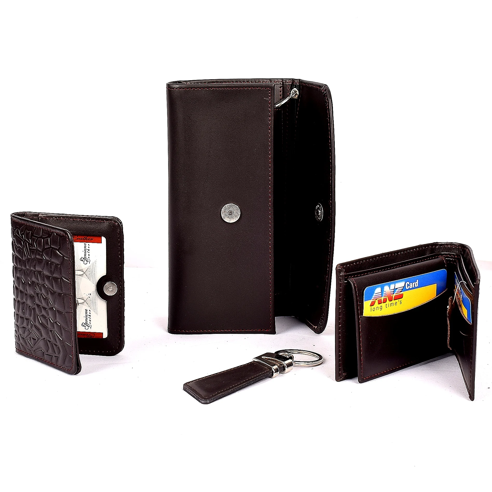 Товары из натуральной кожи кошелек держатель для карт брелок b-fold подарочный набор из воловьей кожи