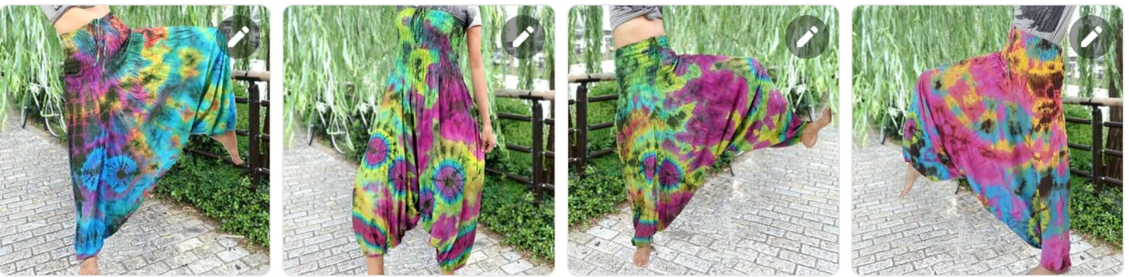 Byjoyja Thailand Women Alladin Hippie Boho Harem Hmong Jumpsuit Ginnie Yoga Baggy Fisherman Pants handmade tie dye pants