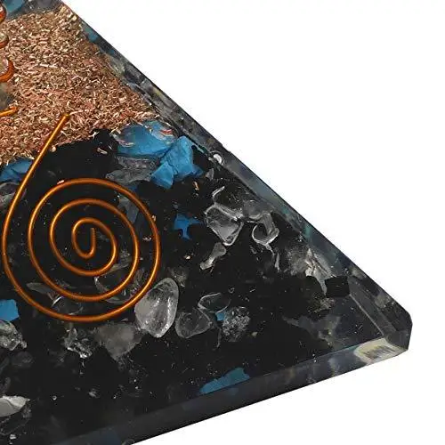Best Selling Amazon Orgonite Pyramid I Crocon Black Tourmaline Turquoise & Clear Quartz Gemstone Orgone Pyramid