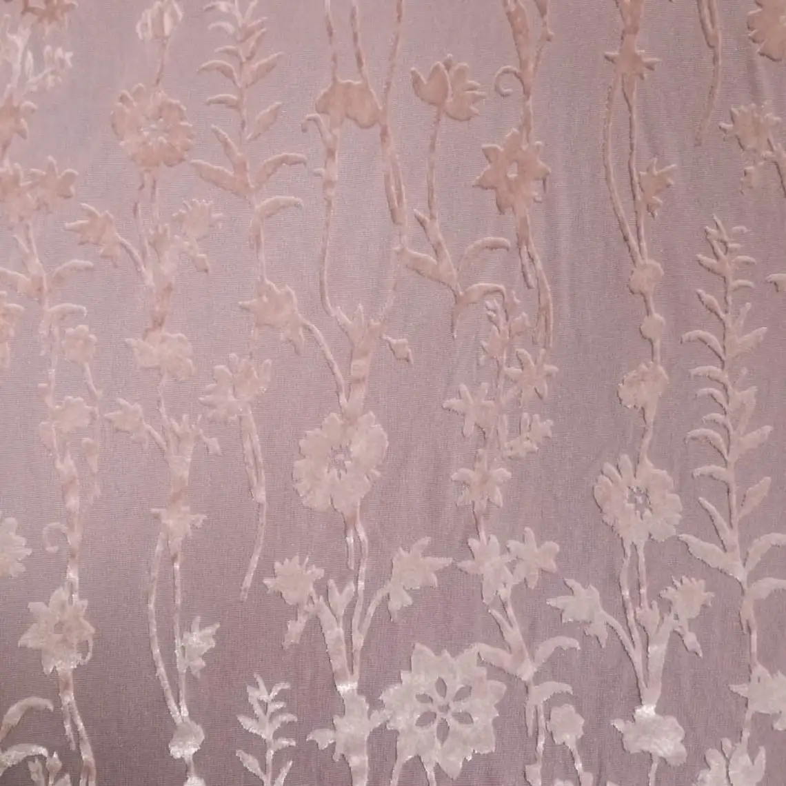 High Quality Blush Floral Damask Pattern Burnout Velvet Fabric for Wholesale- Style P-614-VELVET