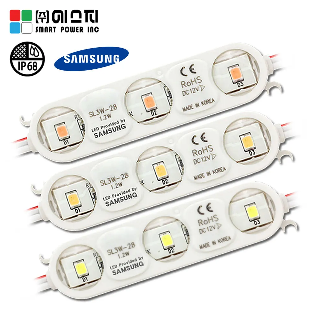 
 Корейские светодиодные модули Samsung, белые 3 точки 3528 для наружной рекламы, Сделано в Корее  