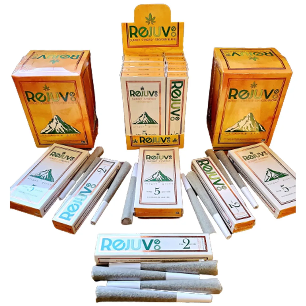 
Rejuveo Certified Pre Rolls Smokable in Master Carton for Retail Stores 35 Pre Rolls Made With A CBD And CBG Hemp Flower Blend 